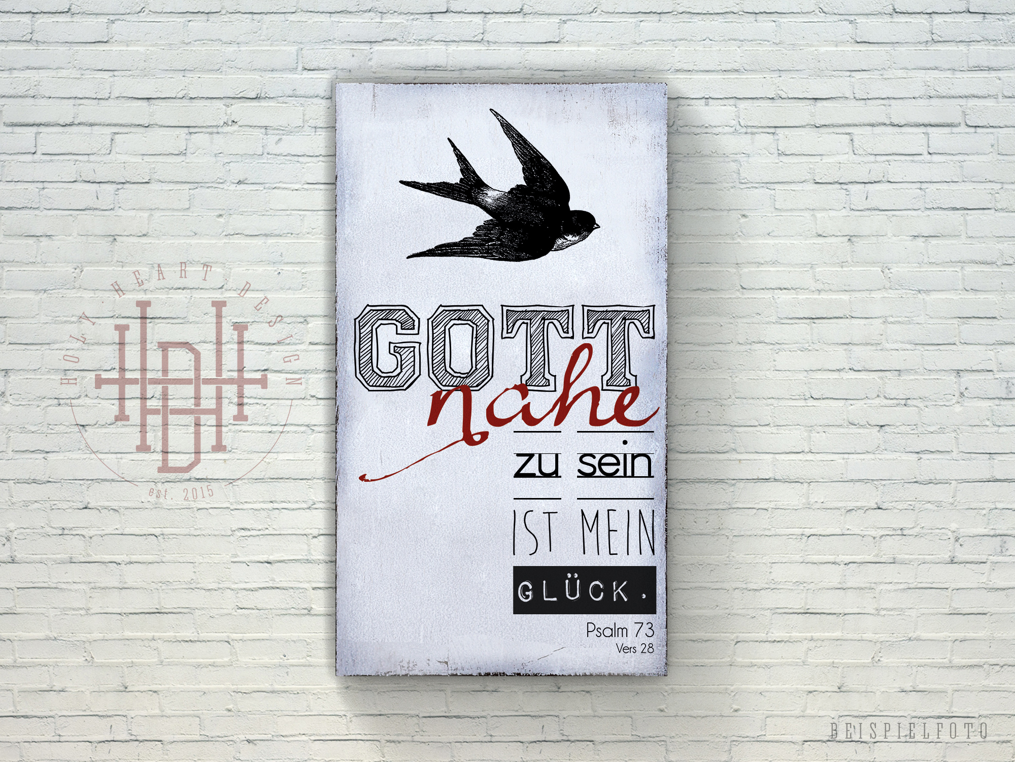 Gott nahe zu sein, ist mein Glück  (klein)– Vintage Wandbild (Holz) mit Bibelvers
