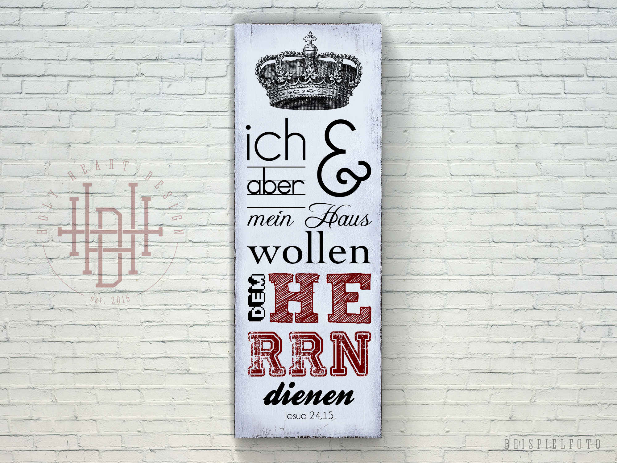 Ich aber und mein Haus – Vintage Wandbild (Holz)