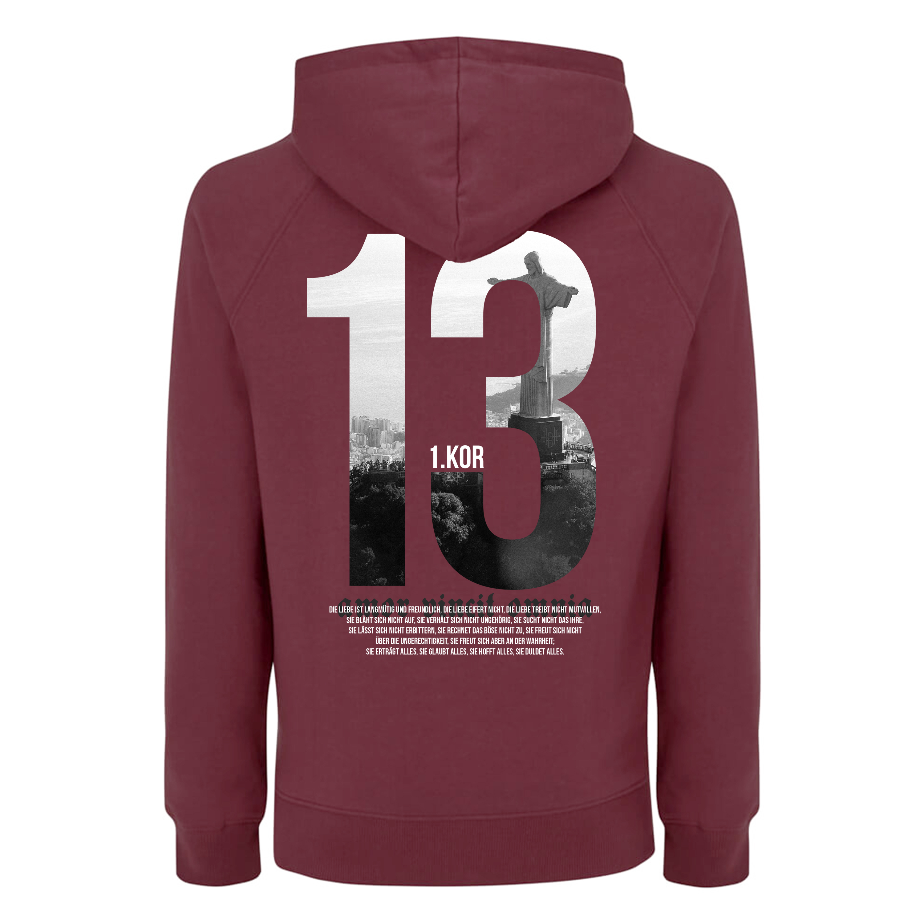 Hoodie 1. Korinther 13 – burgundy