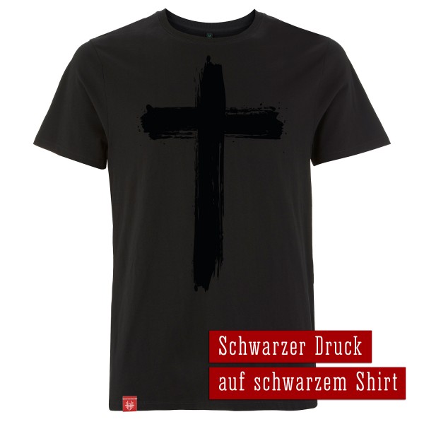 T-Shirt Kreuz – schwarz auf schwarz - Holy Heart Design