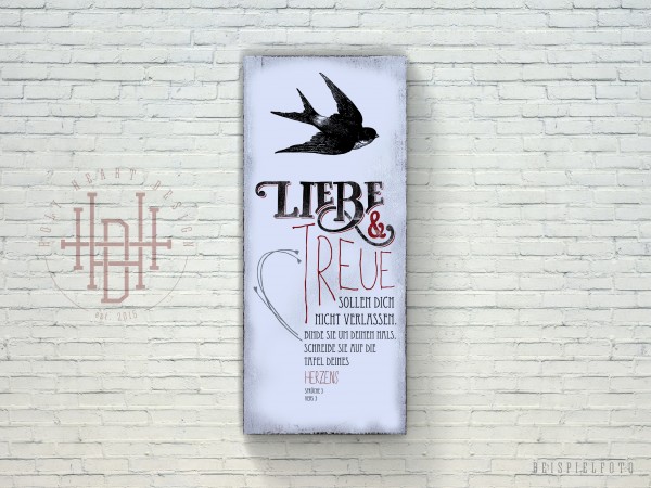 Liebe & Treue – Vintage Wandbild (Holz) mit Bibelvers