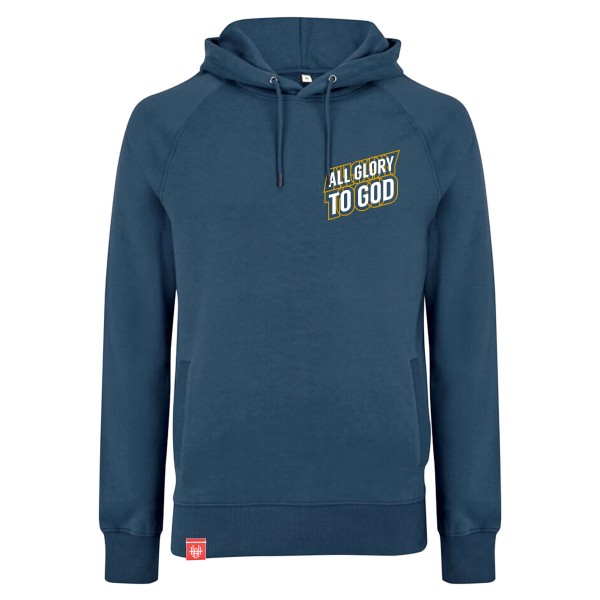 Hoodie – All glory to god – denim blue