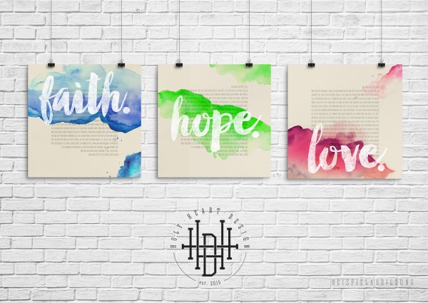 Glaube one Liebe – – bunt] HOLY store HEART | – [Poster-Set message Hoffnung