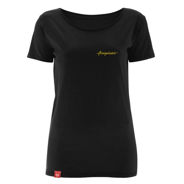 Girlie-Shirt freigeliebt [GOLD] (Schwarz)