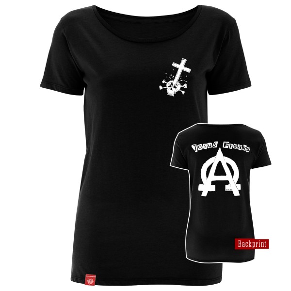 Girlie-Shirt Jesus Freaks Alpha Omega Oldschool (Schwarz)