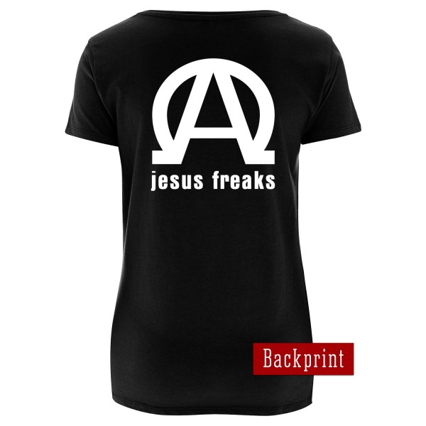 Girlie-Shirt Jesus Freaks Alpha Omega Newschool (Schwarz)