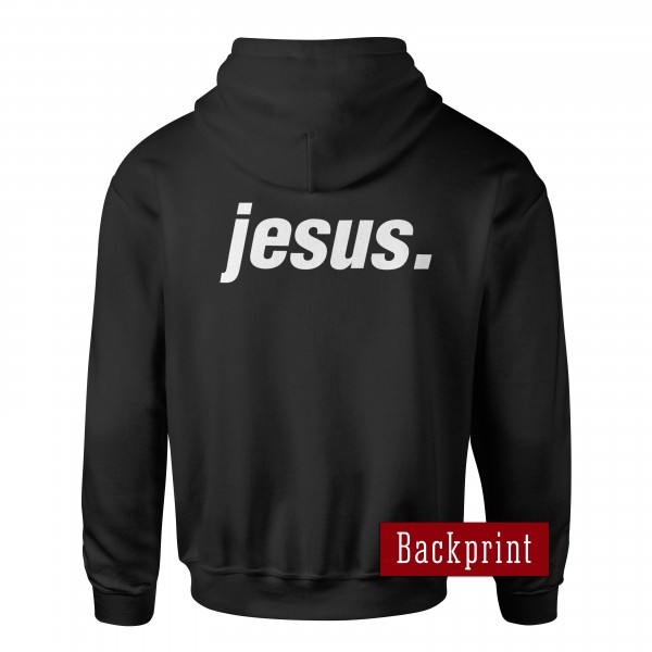 Kapuzenjacke jesus. – weiß auf schwarz